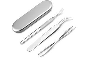 MEISO Lot de 3 tire-tiques en acier inoxydable - Avec boîte de rangement