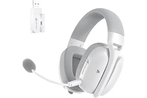 ATTACK SHARK L80PRO Kabelloses Gaming-Headset, Verstellbare Dual-Mikrofone, 3D-Surround-Sound, 20ms niedriger Latenz, 40mm Treiber, 3 Modi (2.4G/BT/Kabelgebunden) für PC/Phone-Weiß