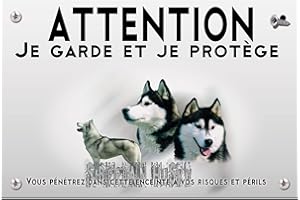 PETS-EASY Plaque plastique Attention au chien husky de sibérie