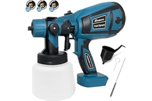 IKEBORM Akku farbsprühsystem für Makita 18V Akku BL1850, 1000 ML Farbspritzpistole mit 3 Düsen (1,0mm, 1,8mm, 2,5mm),3 Muster, für den Innen- und Außenbereich (ohne Akku)