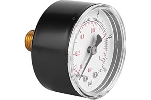 GAROSA Pressure Gauge with Double Scale, 50 mm Gauge, 1/4 BSPT Back Connection Water Oil Air Gas Pressure Gauge (0-15psi 0-1bar)