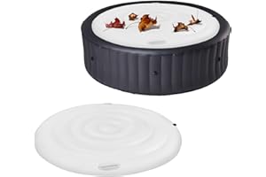 BLYEMICHDI Couverture de Spa Gonflable,160cm Couvercle Gonflable Rond,Couverture de Spa à économie d'énergie avec Anse,Bâche de Protection Gonflable