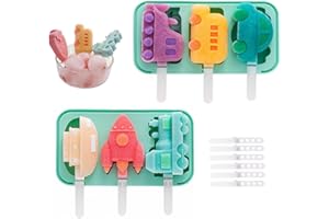MARUKO Lot de 2 Moules à Glace en Silicone sans BPA pour les Enfants et les Adultes, DIY Moule Glace à l'eau Réutilisables pour la Crème Glacée (Vert)