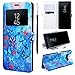 Produktbild SMART LEGEND Lederhülle für Samsung Galaxy Note 8 Ledertasche Hülle Smart Window Fenster Bunt Muster Schutzhülle Premium PU Leder mit Handschlaufe Flip Case Protective Cover Innere Weiche Silikon Bookcase Handy Tasche Schale mit Kartenfächer Magnetverschluß Standfunktion Etui - Schmetterling