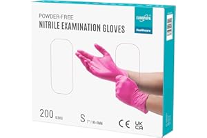 EUROPAPA® - 200 Guantes De Nitrilo Desechables Que Cumplen Las Normas EN455 Y EN374, Sin Polvo Ni LÁTex, Guantes Desechables De Examen Disponibles En Las Tallas S, M, L Y XL (S, Rosa roja)