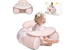 KAKIBLIN Inflatable Baby Sit Me Up Chair - Portable Infant Seat with Washable Cover for 3-36 Months, Foldable for Travel & Home