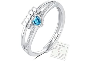 YOEE Anxiety Rings for Women Girls - Sterling Silver Plated Fidget Rings for Anxiety, Adjustable Cubic Zirconia Spinner Ring Jewellery Stress Relief Gift for Daughter Birthday Christmas