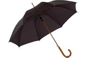 Notrash2003 - Parapluie automatique en bois - Avec crochet rond incurvé - Poignée en bois de 103 cm de diamètre, Schwarz, 103 cm, Classique