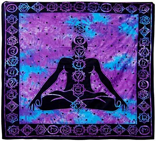 CHAKRA DESIGN DOUBLE SIZE COTTON BEDSPREAD / THROW / OR WALL HANGING