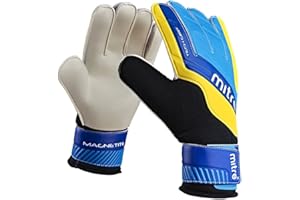 Mitre Magnetite Goalkeeper Gloves, Be Football Match Ready, Extra Comfort Gants de Gardien de But Bleu/Cyan/Jaune-8 Unisexe