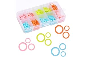 SUVSOON 220 Pieces Knitting Markers Rings, Colorful Stitch Markers Rings(S/M/L) with Portable Storage Box for DIY Sewing Knitting Crocheting Handcrafts