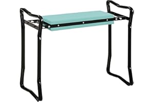 Outsunny Kniebank für Gartenarbeit klappbar Gartenhocker Werkzeugtaschen Polsterung Kniehilfe belastbar bis 150 kg Arbeitshocker Gartenbank zum Knien & Sitzen 58 x 28 x 49cm Dunkelgrün