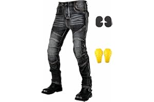 GEBIN Motorradhose Herren, Motorrad Jeans Herren mit Protektoren, Aramidfaser Jeans Motorrad, Motorrad Hose mit Oberschenkeltaschen