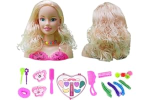 BBABBT Makeup Hair Head Girls Super Model, Hairdressing, Doll Styling, 17Pcs Hairdressing Styling Head Doll Makeup Toy Educational Toy Gift for Kids Girls