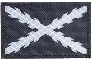 Gemelolandia | Parches Reflectantes con Cruz de borgoña | Para Ropa, Motos o Mochilas | Tamaño 8x5cm (Negro-Cruz Blanca)