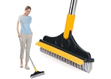 OM CLAER Bathroom Cleaning Brush with Wiper 2 in 1 Tiles Cleaning Brush Floor Scrub Bathroom Brush with Long Handle 120° Rota