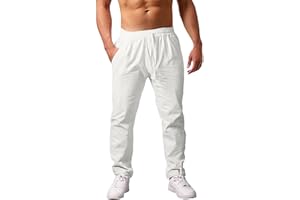 Voqeen Pantalon Homme, Été Léger Casual Pantalon avec Poches, Cordon Extensible, Respirant Décontracté Pantalon pour Les Vacances, la Plage, la Vie Quotidienne