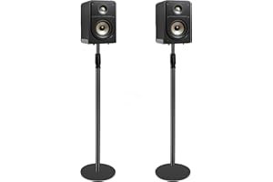 OUUTMEE Lot de 2 Supports d'Enceinte Réglable en Hauteur de 79 à 130CM, Supports d'Enceinte avec Gestion des Câbles, Supports pour Haut-Parleur au Sol pour Enceintes de Satellites, Jusqu'à 6KG (Noir)