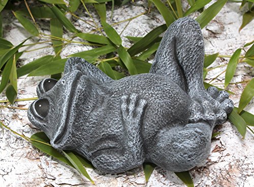 Steinfigur Frosch liegend – Schiefergrau, Garten, Deko, Stein, Figur, Frostsicher - 2