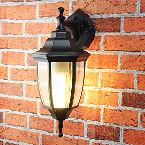 Licht-Erlebnisse Lyon  Aplique rústico de pared para exterior, E27 hasta 60 W, 230 V, IP44, impermeable, lámpara para patio y jardín