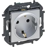LEGRAND Socket 2P+T 16A Built-In Component, Nilo&eacute; Step, Aluminium, 398251B | Composable 2P+T 16A socket for recessed installa