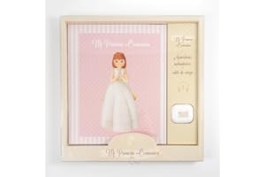 A ARGUVAL EDITORIAL Libro Comunión niña Pastel +Auriculares y Cable de Carga| Medidas Libro 29 x 24 cm y 44 páginas a Todo Color| Arguval