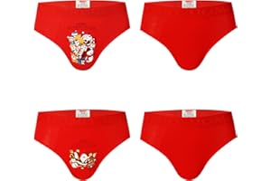 Trendy Boy Calzoncillos de algodón para niño, Paquete de 4 – Diseño navideño, Ultrasuaves, Transpirables, Tallas 6–12 años