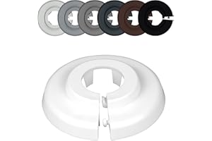 FUX® 6 rosaces pour tuyaux de chauffage, 12mm-35mm, Blanc Gris Marron Noir, rosace radiateur, cache tuyau plomberie, coffrage cache tuyau, cache trou (16mm, Blanc 9016)