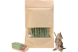 LOMEYA Cat Grass Teething Sticks - 8-Piece Set Infused with Catnip for Indoor Cats, Promotes Chew and Dental Habits