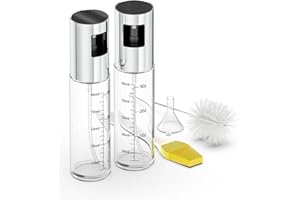 WallEgo Lot de 2 vaporisateurs d'huile d'olive pour vinaigrette, cuisson à salade, barbecue, friteuse à air avec entonnoir à brosse (100 ml)