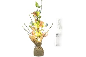 KQWVZ Osterbaum LED, 45 cm Osterbaum mit LED-Licht, LED Baum Innen, Osterei-Zweig-Baum für Tische, Leuchtender Baum, Osterzweige Osterdekoration für innen, Osterdeko für Tischplatte Flur Fenster