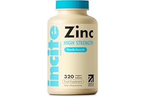 INCITE NUTRITION Zinc 40mg - 12+ Month’s Supply - High Strength 320 Premium Tablets - Supplements Suitable for Vegetarian & Vegans - Maximum Strength Quality Pure Zinc Tablets - Support Immune System - Made in UK