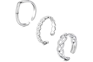 WillTen 2-4Pcs Gold Silver Toe Ring Stainless Steel Adjustable Bend Open Toe Ring, Flower Arrow Leaf Plain Thin CZ Toe Finger Tail Ring Summer Beach Foot Jewelry Set for Women Men