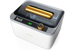 Hogance Pulitore ad Ultrasuoni 900ML, 75W Pulizia a Ultrasuoni di livello Industriale per Gioielli, Occhiali, Orologi, Paradenti, Pennelli per il Trucco, con 600s Modalità Degas, Bianco+Nero+Oro