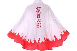 Kawaii-Story MN-195 Nanadaime Hokage Cape Capa Blanco Rojo Unisex Disfraz Cosplay Halloween (S)