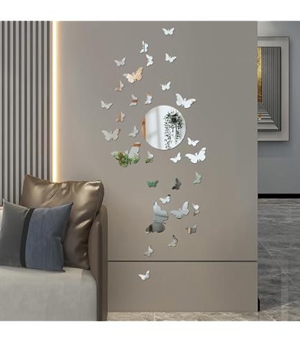 Specchio A Forma Di Cuore Decalcomanie Da Parete Adesivi - Foto 2