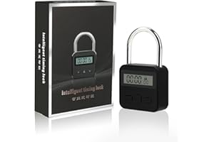 Brynnl Smart Time Lock 99 Hours Max Timing Lock with LCD Display USB Rechargeable Security Padlock Heavy Duty Metal Electronic Timer Lock (Black)