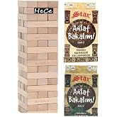 54 Piece Jenga,denge Game And Tell Let's See Taboo Series 1+2 Cards Special Tool