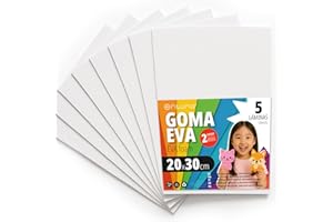 OFITURIA Moosgummi für Bastelarbeiten und Schulprojekte, Farbiges Schaumstoff ideal für DIY, Dekoration, Scrapbooking und kreative Projekte 20x30cm (Weiß, 5 Stk)