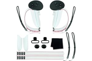 AZURAOKEY Compatible with Meta 3 Accessories Bundle Battery Cover Replacement Kit Adjustable Active Straps Metal Ring Buckle Lens Cloth Joystick Caps for Meta Quest 3 Controller