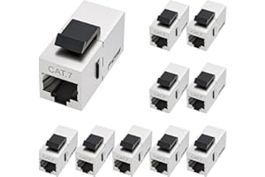 FGB Module Keystone Cat7 10 Gbps RJ45 blindé femelle réseau panneau de brassage Keystone Ethernet couplage connecteur réseau (10 pièces, argenté)