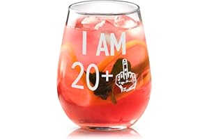 Livole Unusual 21st Birthday Gifts for Her, Him, Men, Best Friend, Happy 21st Birthday, I AM 20+, 21st Anniversary Presents, 15oz Stemless 20+ Wine Glasses, Tumbler Glasses for Red Wine, Cocktail
