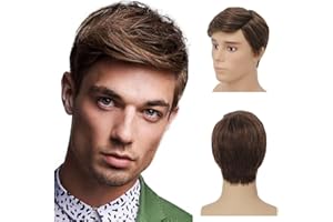 ‎SIUDUS Siudus Braun Kurze Perücken für Männer Gerade Layered Synthetische Faser Haar Perücke Für Tägliche Party Gebrauch