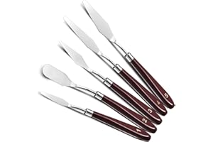 Androxeda 5 Stücke Malmesser Set Palette Messer Malen Werkzeuge Öl Gemälde Mischen Schaber Edelstahl Öl Gemälde Spatel Künstler Malerei Mischen Spatel für Farben Kunst Farben Mischung