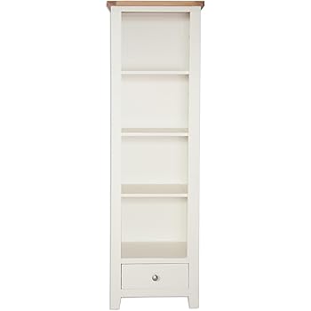Devon Solid Oak Tall Narrow Bookcase With 1 Drawer Natural Oak