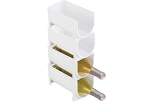 mDesign Range-Bouteilles (Lot de 4) – Porte-Bouteille empilable en Plastique sans BPA pour 1 Bouteille de vin ou Autre Boisson – étagère à Bouteilles Moderne pour 4 Bouteilles au Total – Noir