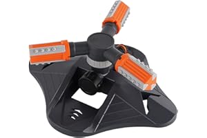 Andoer Zraszacz ogrodowy, zraszacz do trawnika, obracający się o 360 stopni, 3-ramienny zraszacz do instalacji nawadniających, system nawadniania trawnika, zestaw zraszacza