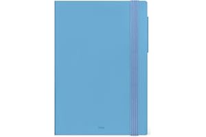 Legami - Agenda semanal mediana con cuaderno 2026, retro azul, 12 meses mediana, cierre con elástico, agenda de enero 2026 a diciembre 2026, papel FSC certificado, 12 x 18 cm