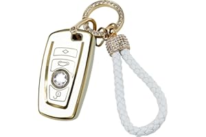 Anevios Funda para Llaves de Coche Bmw con Llavero 4 Botones TUP Compatible para Bmw Serie 1 2 3 4 5 6 7 M2 M3 M4 M5 M6 F10 F11 F20 F26 F30 F31 Cubierta Funda Protectora para Llave de Coche (Blanco)