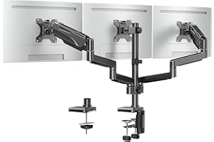 ELIVED Supporto per monitor a 3 monitor, regolabile in altezza, con molla a gas per monitor fino a 27 pollici, 8 kg, VESA 75/100, supporto per monitor orientabile EV006